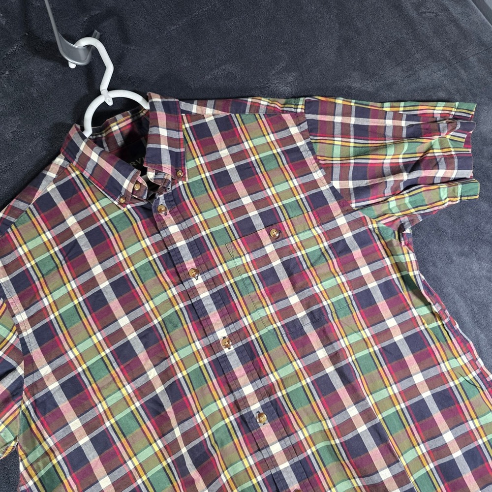 Orvis Plaid‎ Button Up Short Sleeve Casual Shirt Menswear Size L Large Mens